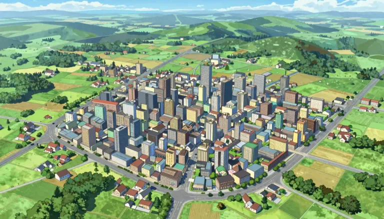 Visual representation of "environs" - The area surrounding a place