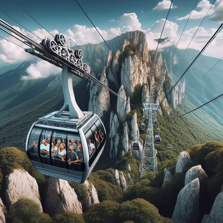 Visual representation of "funicular" - Relating to a cable railway, especially one on a mountainside