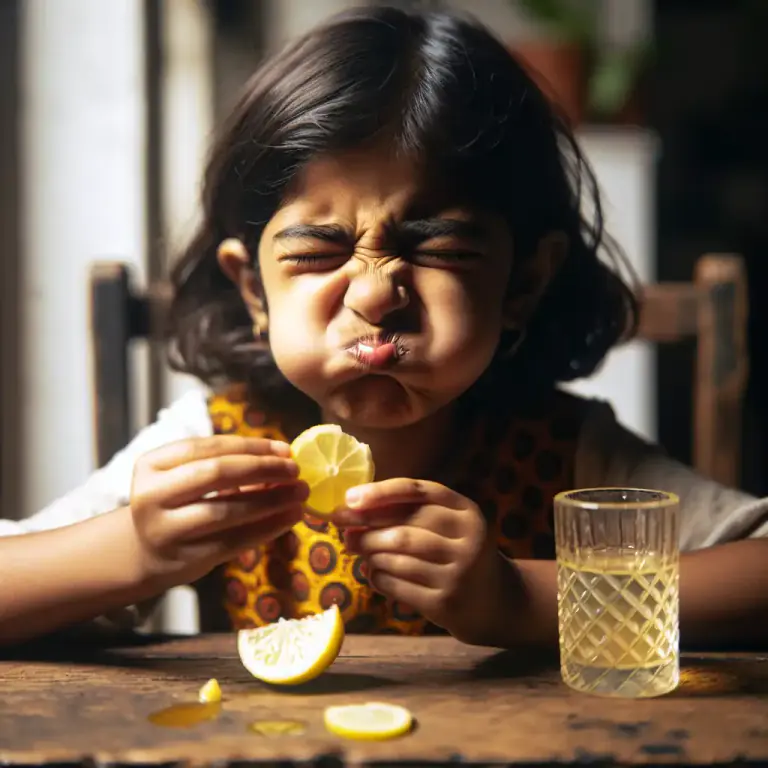 Visual representation of "acid" - Having a taste like lemon or vinegar.