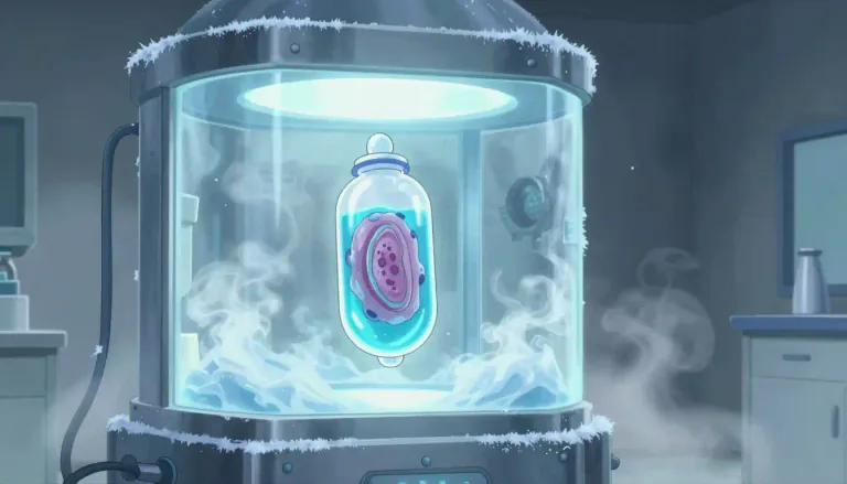 Visual representation of "cryogenic" - Relating to or involving the production and effects of very low temperatures.