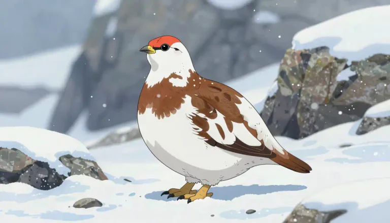 Visual representation of "ptarmigan" - A type of bird that lives in cold regions and has feathers on its feet to keep them warm.