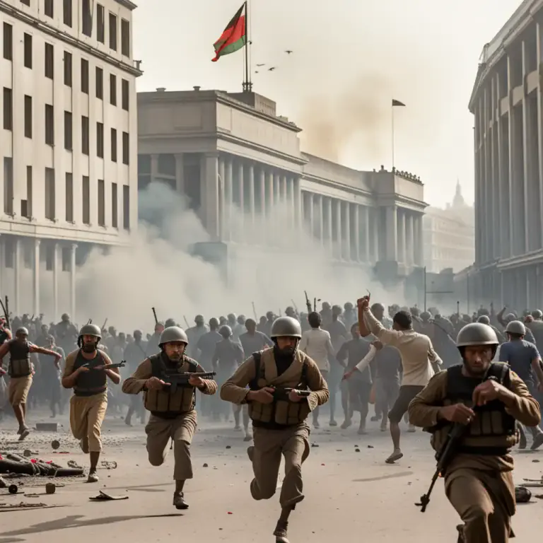 Visual representation of "insurgency" - A situation where people fight against their own government
