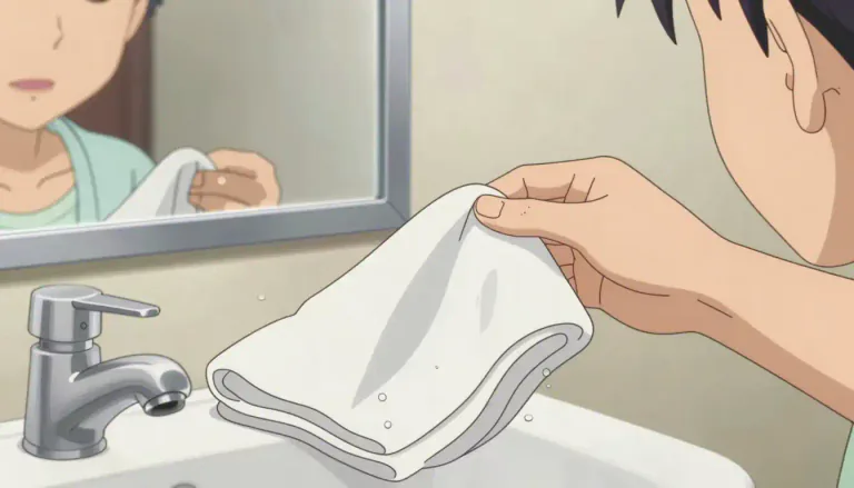 Visual representation of "facecloth" - A small piece of cloth that is used for washing one's face.