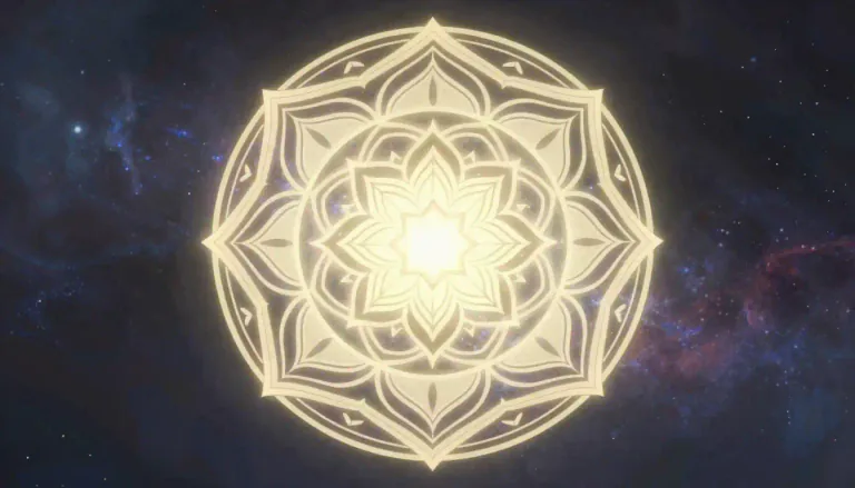 Visual representation of "mandala" - A mandala is a geometric figure representing the universe in Hindu and Buddhist symbolism.