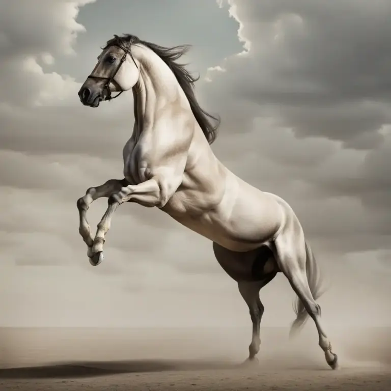 Visual representation of "rear" - to rise up on the hind legs