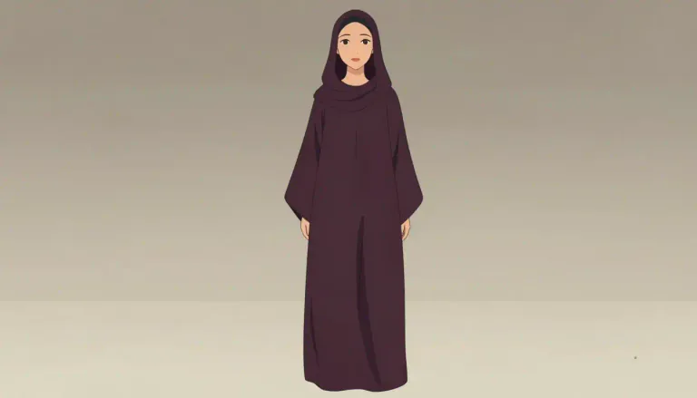 Visual representation of "abaya" - A loose-fitting full-length robe worn by women in some Muslim countries, often associated with Islamic cultural practices.