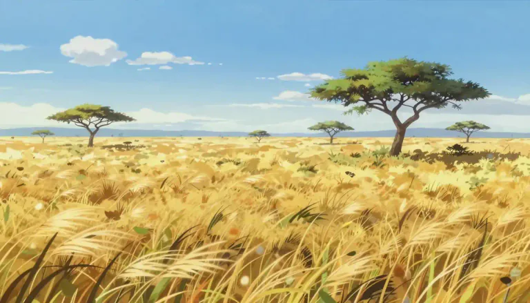 Visual representation of "savanna" - A savanna is a large grassland area, especially in tropical or subtropical regions, that has few trees and is characterized by a mix of grasses and occasional tree clusters.