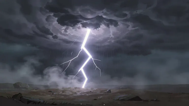 Visual representation of "thunderbolt" - A flash of lightning with a simultaneous crash of thunder.