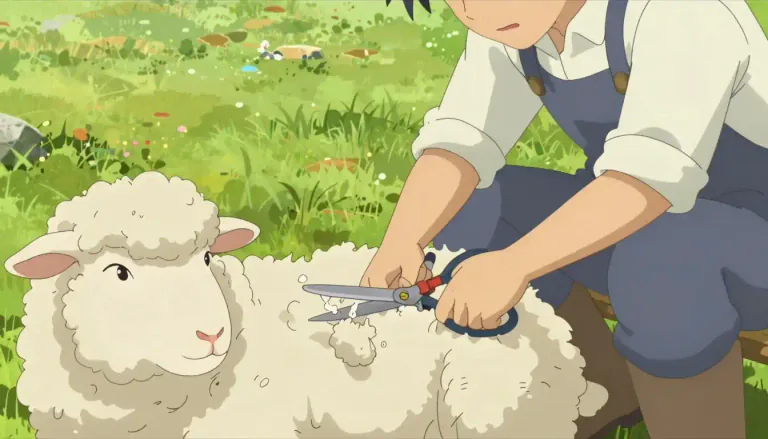 Visual representation of "shear" - To cut the wool off a sheep