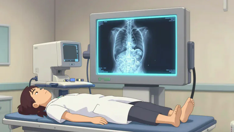 Visual representation of "fluoroscopy" - Fluoroscopy is a technique for viewing internal parts of the body in real time using X-rays and a fluorescent screen.