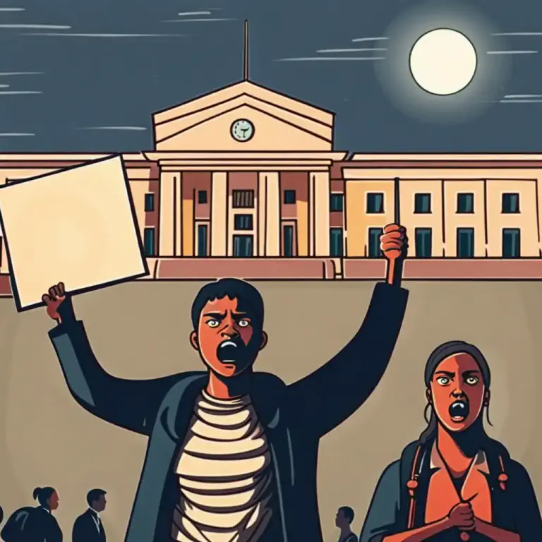 Visual representation of "vigil" - A protest involving people staying in one place for a prolonged period