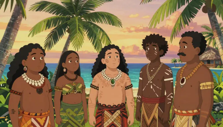 Visual representation of "melanesian" - Relating to Melanesia, its people, or their languages.