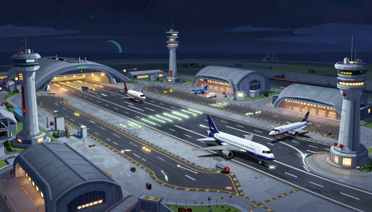 Visual representation of "starport" - A starport is a facility where spacecraft can land or take off, similar to an airport for airplanes.