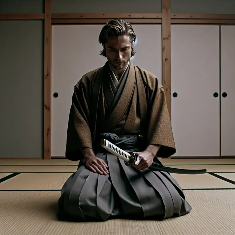 Visual representation of "hara-kiri" - The act of killing oneself by cutting the abdomen open, traditionally performed by a samurai as an alternative to disgrace or execution.