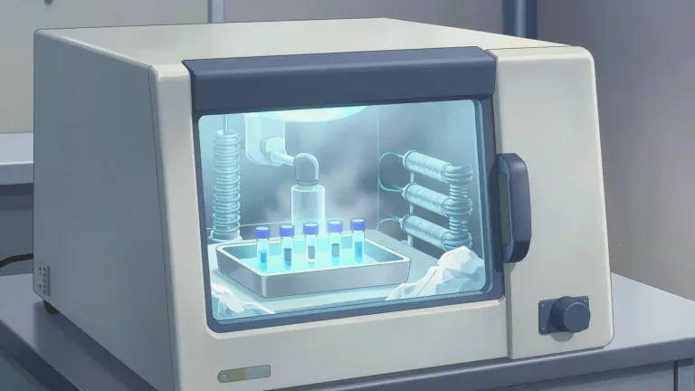 Visual representation of "cryostat" - A device used to maintain extremely low temperatures, often for preserving biological specimens or conducting scientific experiments.