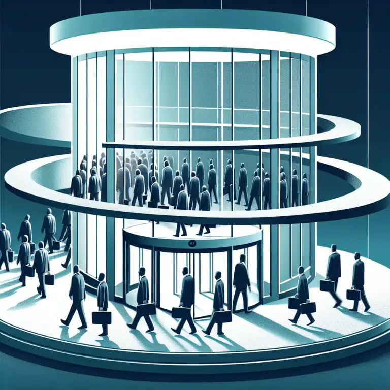 Visual representation of "turnover" - The rate at which employees leave a workforce and are replaced.