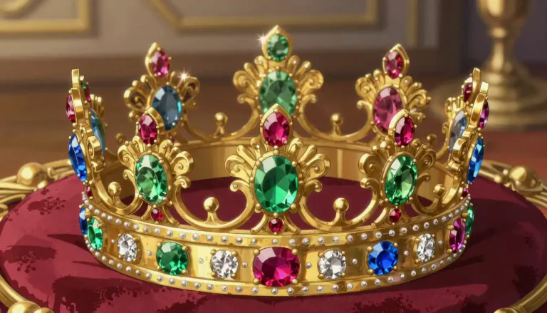 Visual representation of "jewelled" - Covered with or decorated by jewels or gemstones.