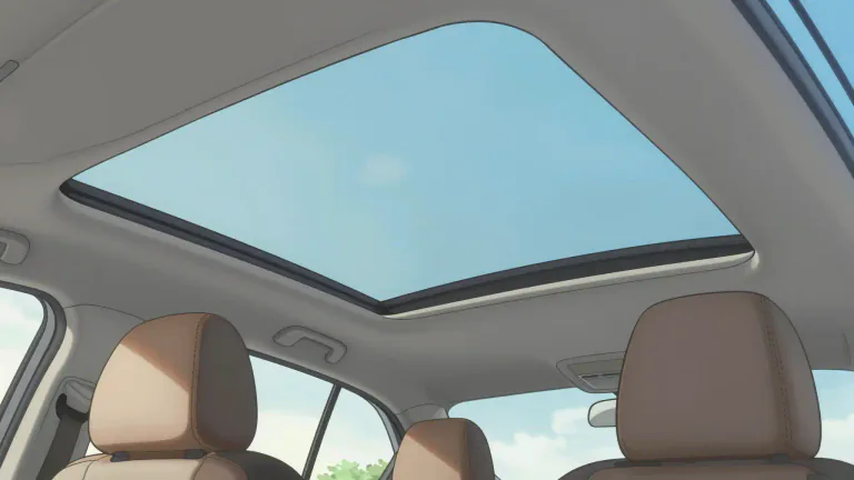 Visual representation of "moonroof" - A moonroof is a glass panel in the roof of a vehicle that allows light into the interior but usually does not open.