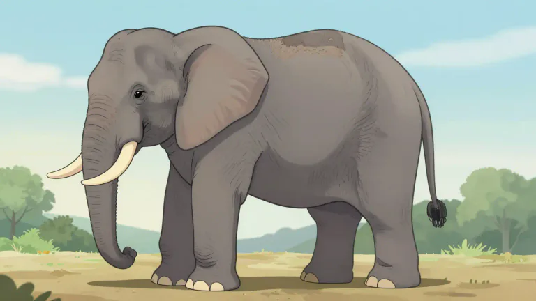 Visual representation of "elephant" - A very large animal from Africa and Asia with a long nose, called a trunk.