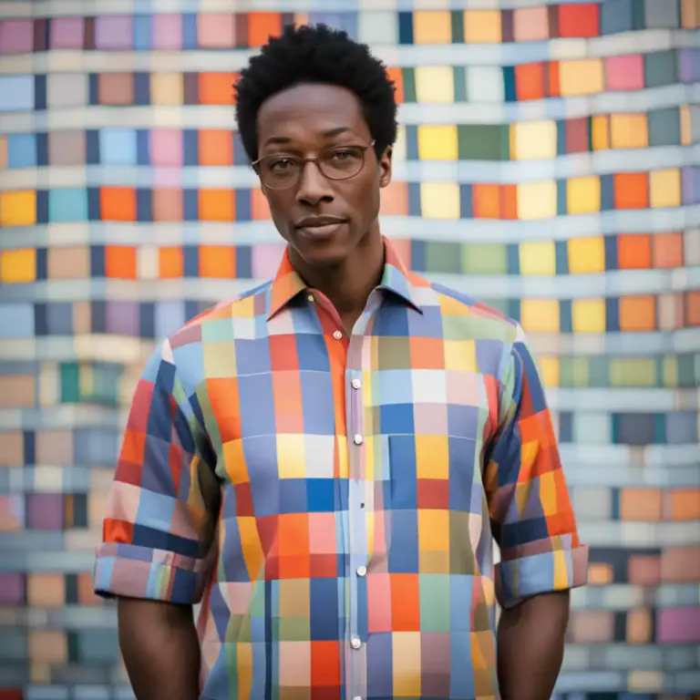 Visual representation of "check" - A pattern of squares that are different colors, especially on clothes.