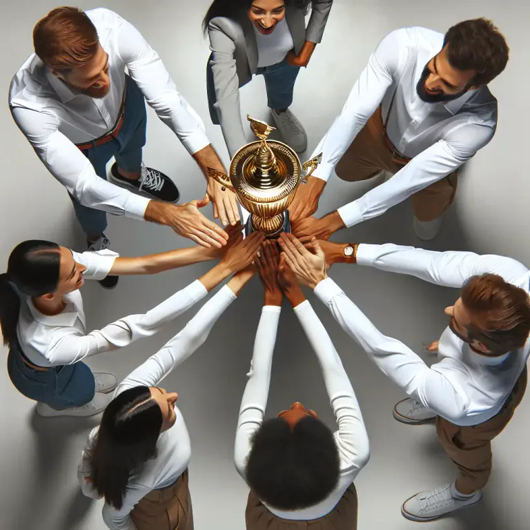 Visual representation of "team" - To come together as a team to achieve a shared goal