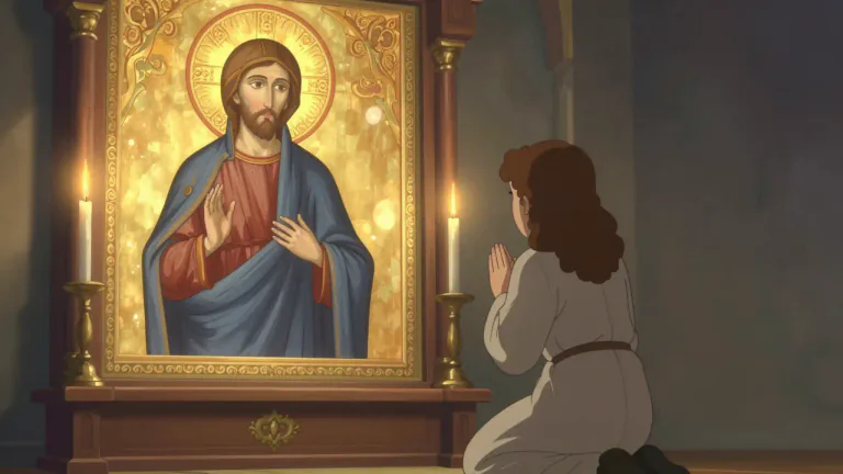 Visual representation of "ikon" - A representation or image, especially in a religious context, that is venerated for its spiritual significance.
