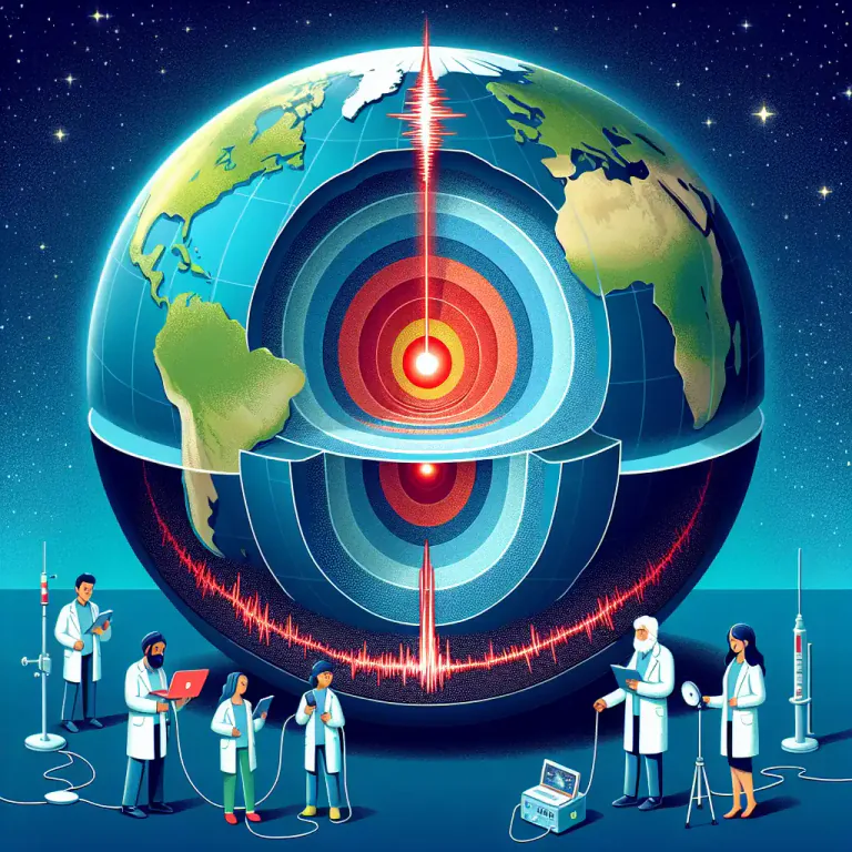 Visual representation of "focus" - The center of an earthquake where it originates below the earth's surface.