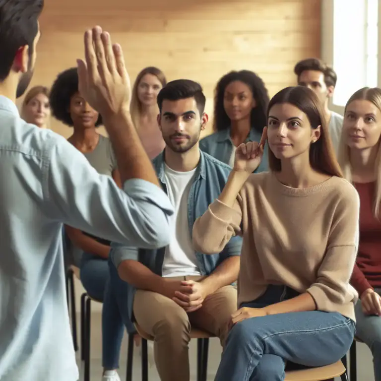 Visual representation of "here" - Used to attract attention to something or someone.