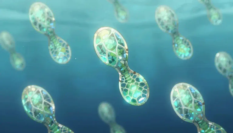 Visual representation of "diatomaceous" - Relating to or consisting of diatoms, a type of algae that have a hard silicious shell.