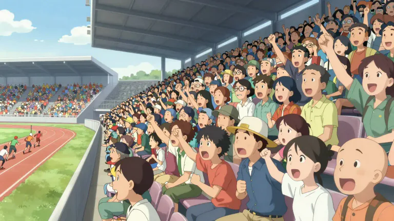 Visual representation of "spectate" - To be a spectator at an event.