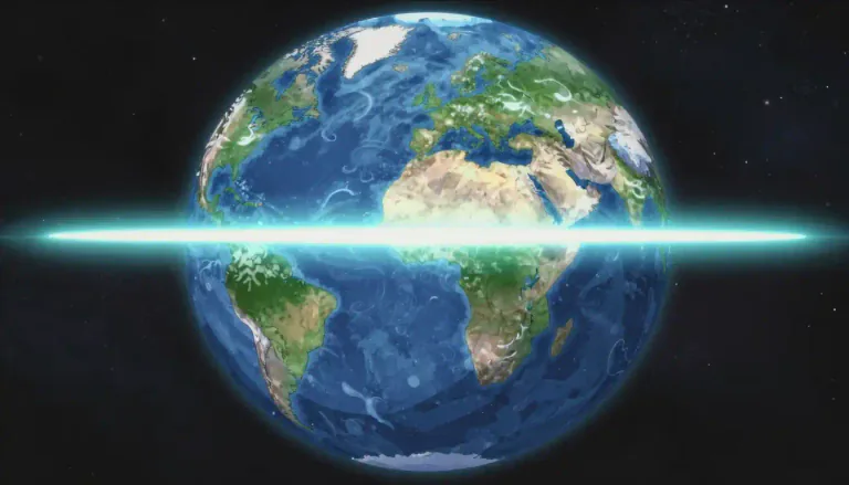 Visual representation of "equator" - An imaginary line drawn around the middle of the Earth that is equal distance from the North and South Poles.