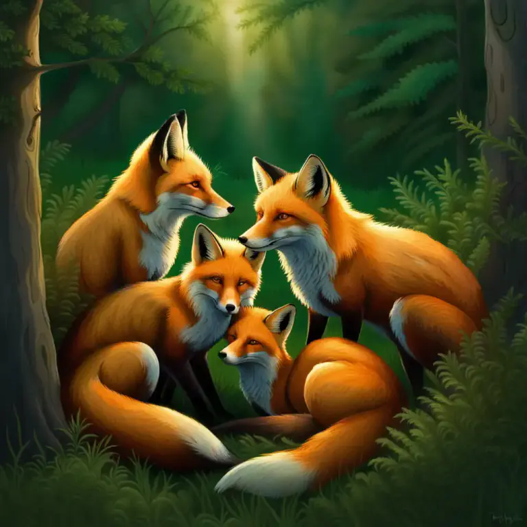 Visual representation of "skulk" - a group of foxes