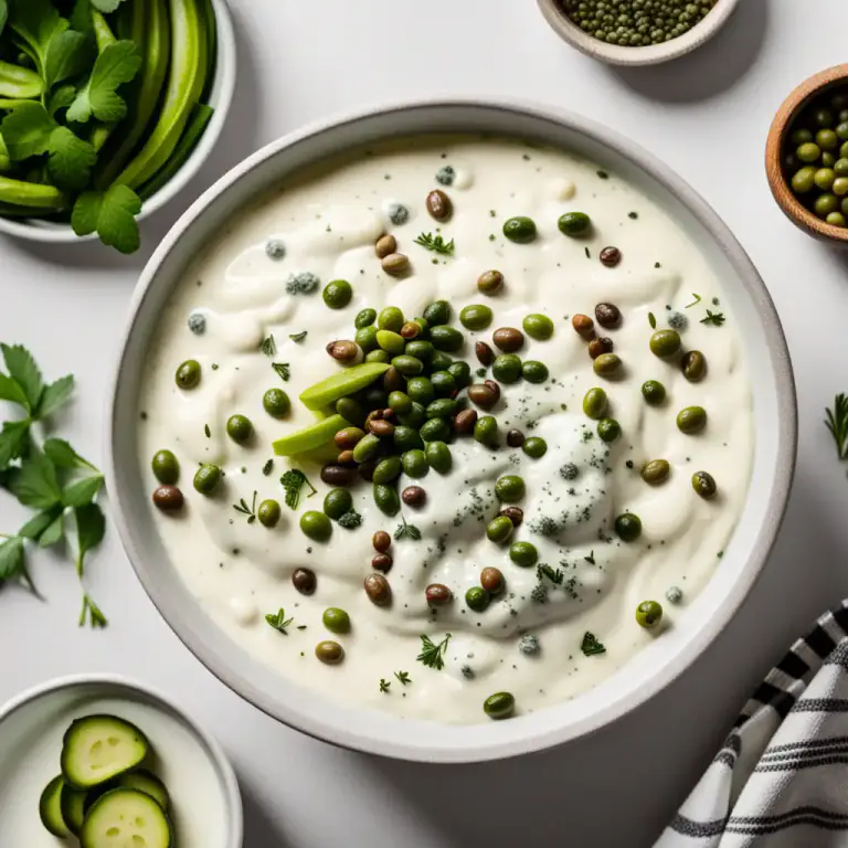 Visual representation of "tartar" - A sauce typically made from mayonnaise, chopped pickles, capers and herbs