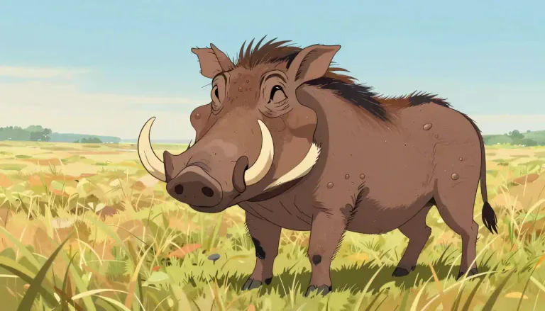 Visual representation of "warthog" - A large wild pig found in Africa, known for its distinctive tusks and face warts.