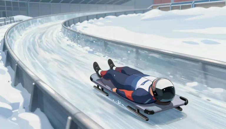 Visual representation of "luge" - A sport in which a person rides a small sled down a specially designed track at high speeds.
