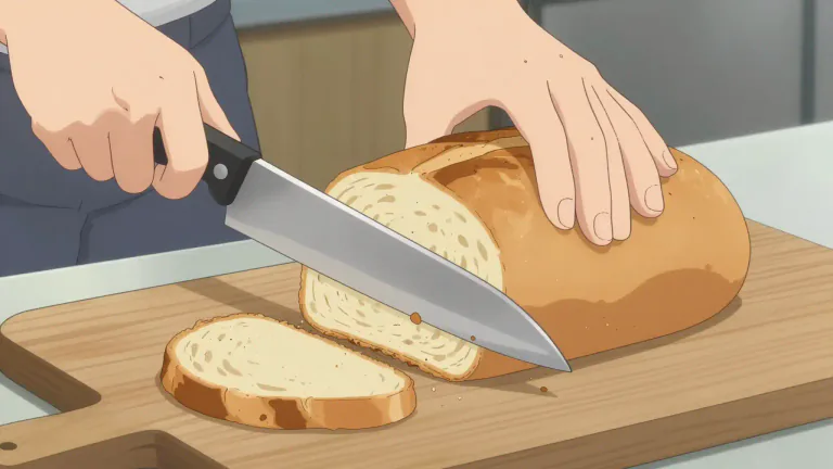 Visual representation of "cut" - To divide or make an opening in something using a sharp tool.