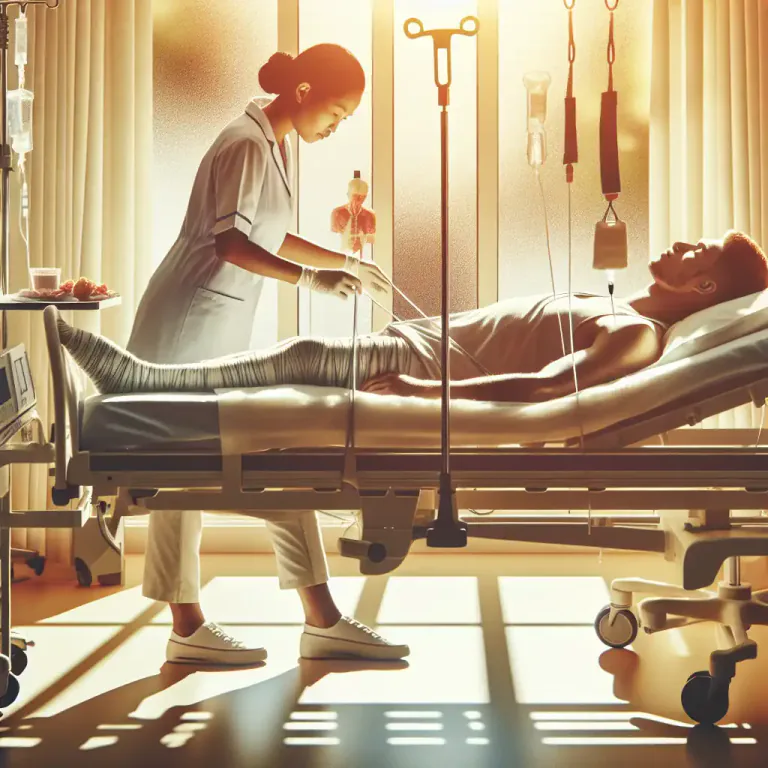 Visual representation of "traction" - A way of treating broken bones by steadily, and with slight pressure, pulling the ends apart, so they can heal.