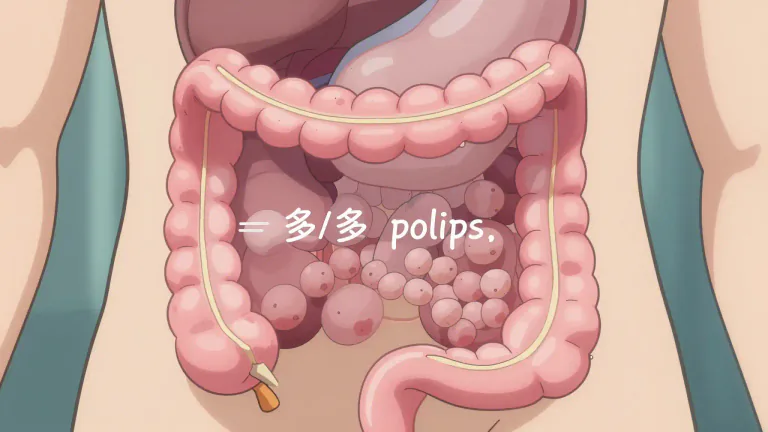 Visual representation of "polyposis" - A condition where multiple polyps develop in the bowel or other parts of the body.
