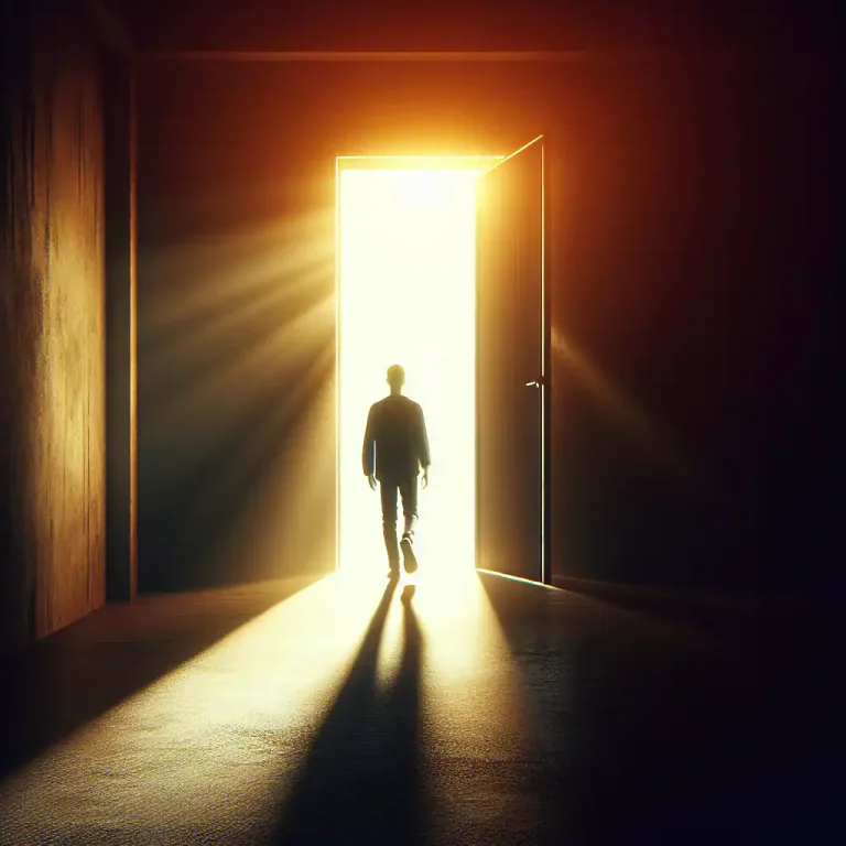 Visual representation of "come out" - Become visible or evident.