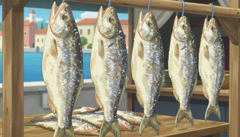 Visual representation of "bacalao" - A type of cod fish that is often salted and dried, commonly used in Mediterranean cuisine.