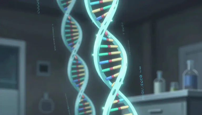 Visual representation of "deoxyribonucleic" - A term used in biology to describe the molecule that carries genetic instructions in all living organisms and many viruses.