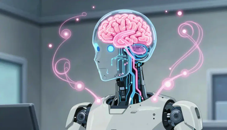 Visual representation of "positronic" - Relating to a type of electronic system involving positrons, especially used in science fiction contexts.