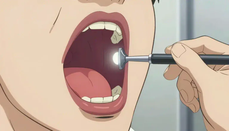 Visual representation of "laryngoscope" - A tool used by doctors to see the larynx and vocal cords inside the throat.