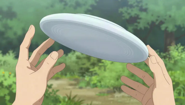 Visual representation of "frisbee" - A plastic disc that can be thrown and caught in a game or sport.