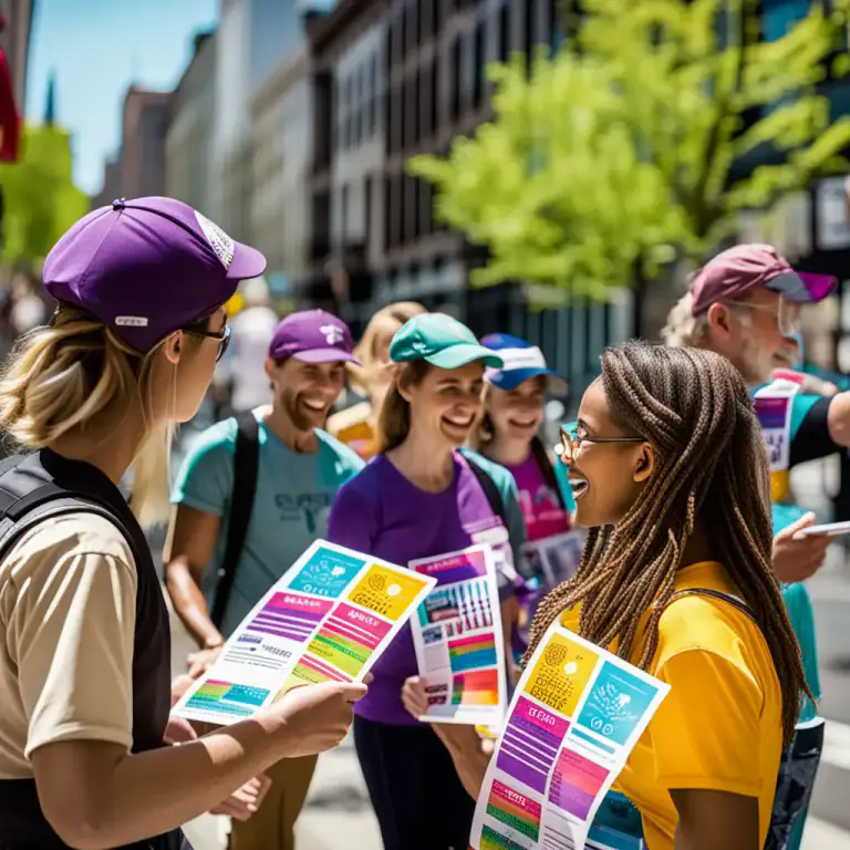 Visual representation of "paper" - To distribute leaflets or fliers, usually for promotional purposes.