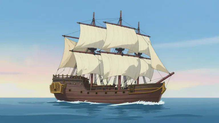 Visual representation of "ship" - A vehicle used to travel on water