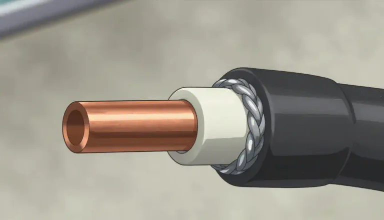 Visual representation of "coaxial" - Describing a cable in which one conductor is surrounded by another, commonly used for transmitting electrical signals.