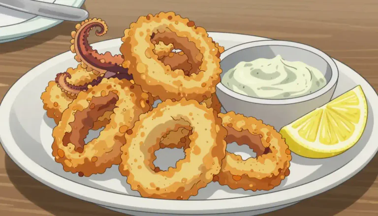 Visual representation of "calamari" - Calamari is a type of dish made from squid, often breaded and fried, and served as an appetizer or main course.