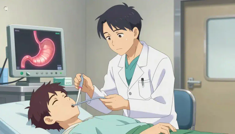Visual representation of "endoscopy" - A medical procedure that uses a thin, flexible instrument with a light to inspect the inside of body parts or organs.