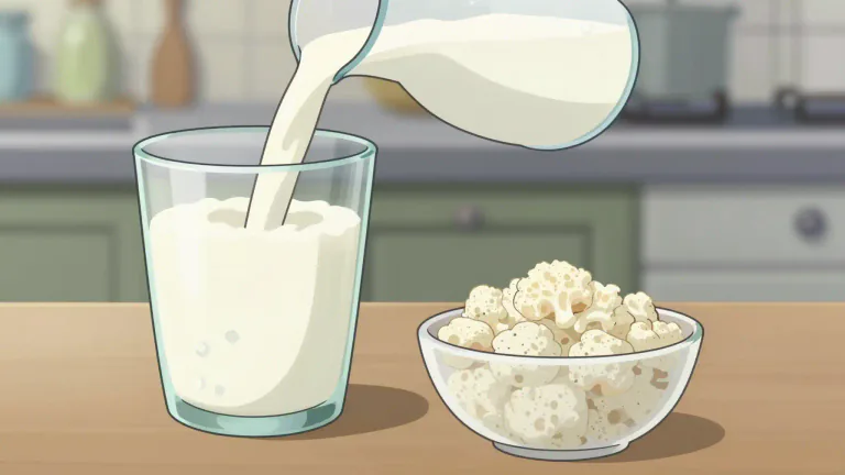 Visual representation of "kefir" - Kefir is a type of fermented milk drink made from the fermentation of milk using kefir grains.